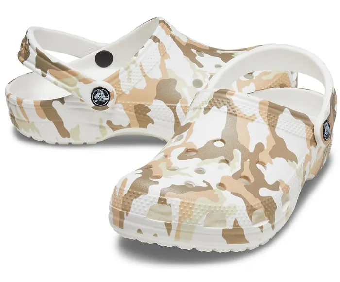 Crocs Classic Printed Camo Clog White Multi WomensMens Clogs