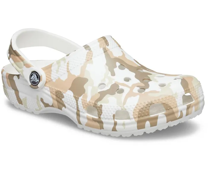 Crocs Classic Printed Camo Clog White Multi WomensMens Clogs