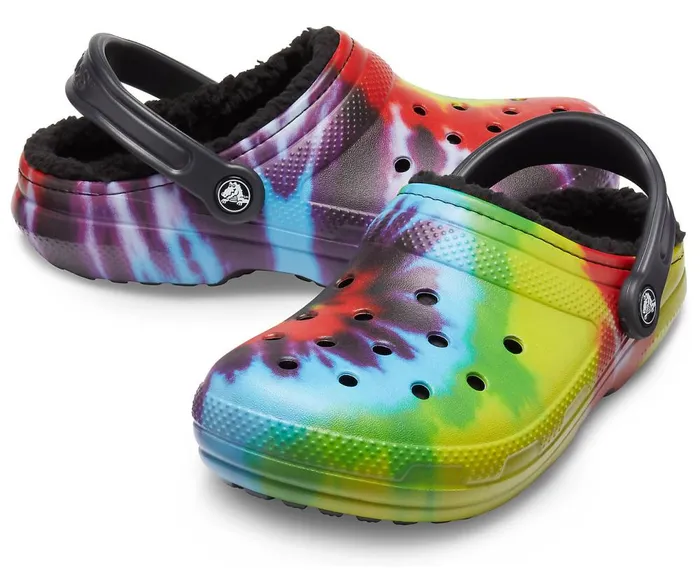 Crocs Classic TieDye Lined Clog Multi Black WomensMens Clogs