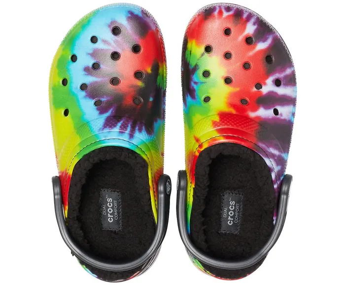 Crocs Classic TieDye Lined Clog Multi Black WomensMens Clogs