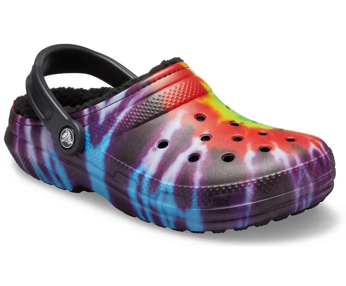 Crocs Classic TieDye Lined Clog Multi Black WomensMens Clogs