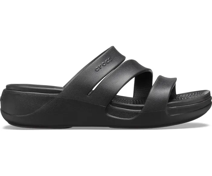 Crocs Crocs Monterey Strappy Wedge Black Womens Sandals