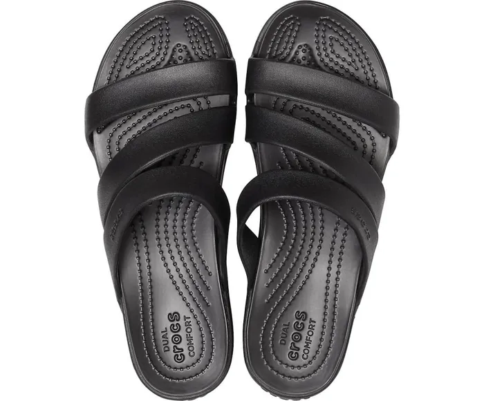Crocs Crocs Monterey Strappy Wedge Black Womens Sandals