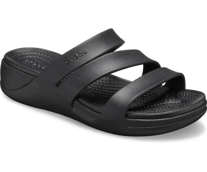 Crocs Crocs Monterey Strappy Wedge Black Womens Sandals