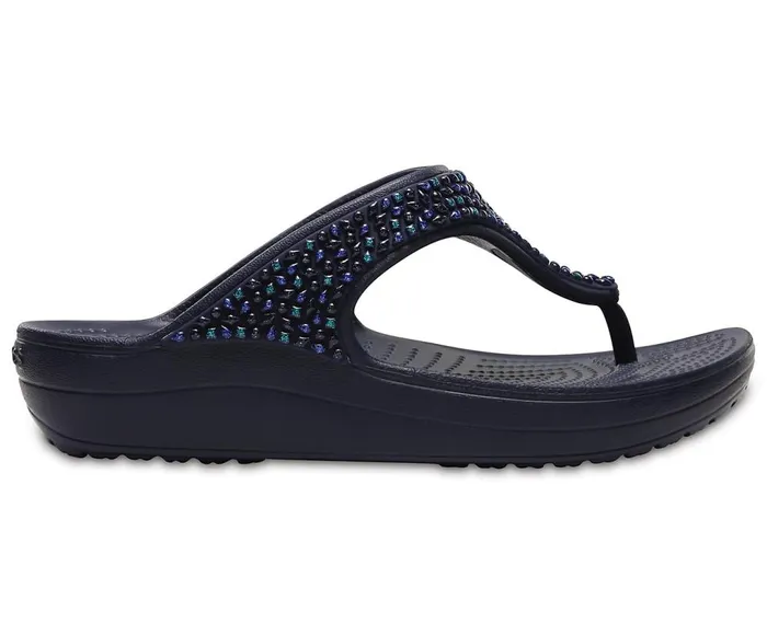 Crocs Crocs Sloane Embellished Flip Navy Turquoise Womens Sandals