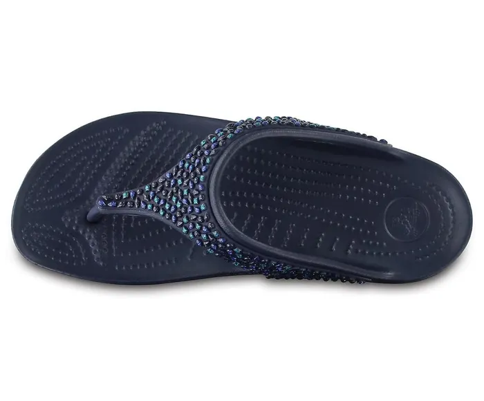 Crocs Crocs Sloane Embellished Flip Navy Turquoise Womens Sandals
