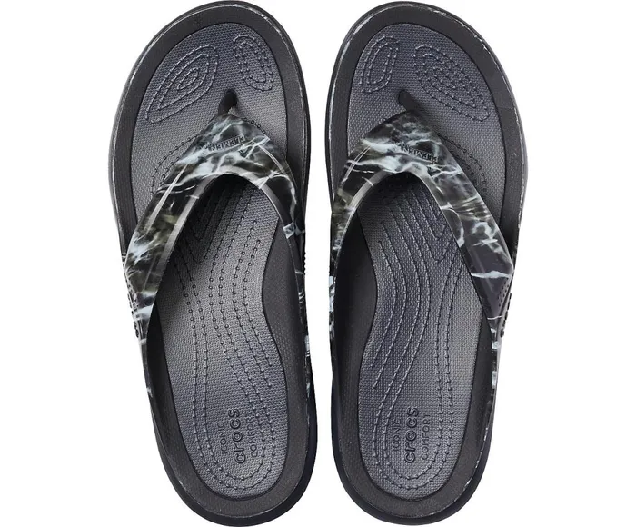 Crocs Swiftwater Mossy Oak Elements Wave Flip Black Mens FlipFlops
