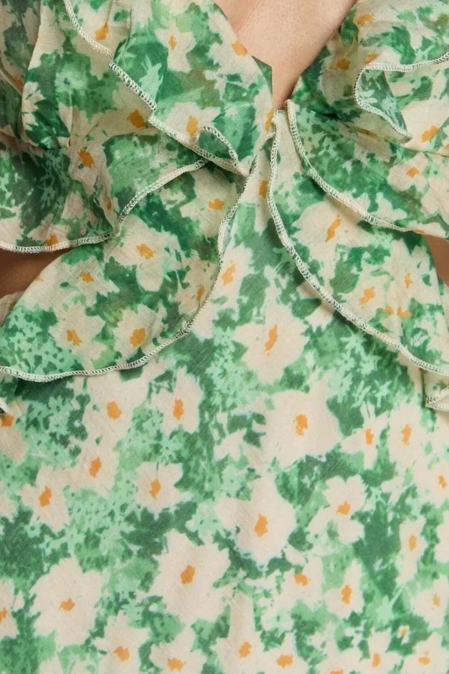 Dahlia Midi Dress 8211 Ruffle Details Slip Dress In Green Floral Women Showpo Dresses