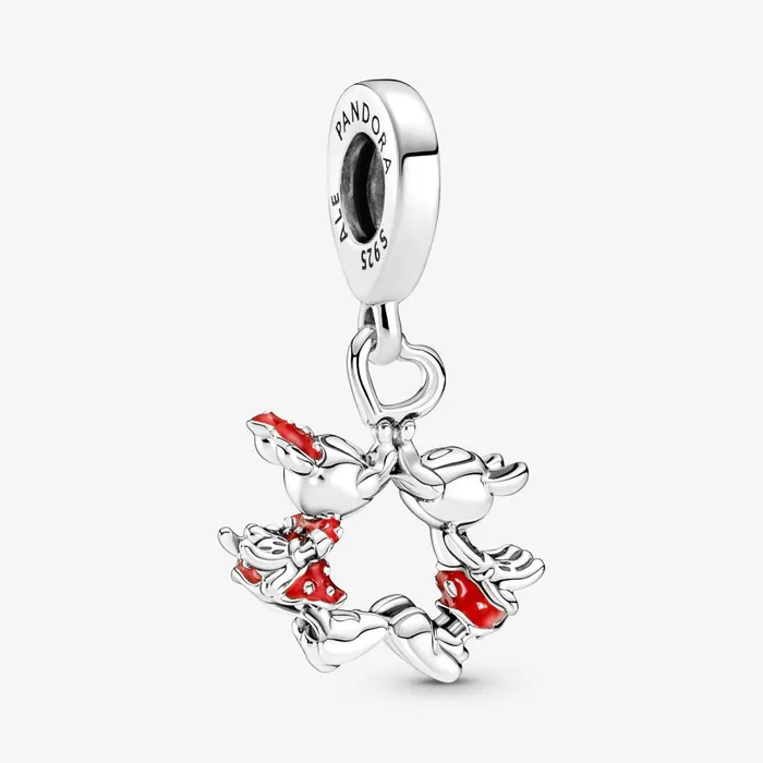Dangle Charms Women Pandora Disney Mickey Mouse and Minnie Mouse Kissing Dangle Charm