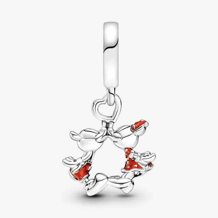 Dangle Charms Women Pandora Disney Mickey Mouse and Minnie Mouse Kissing Dangle Charm