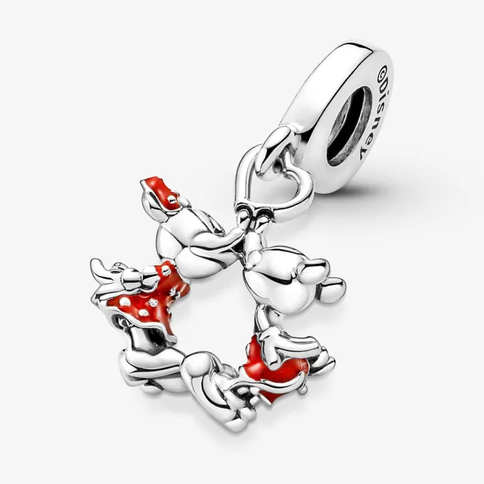 Dangle Charms Women Pandora Disney Mickey Mouse and Minnie Mouse Kissing Dangle Charm