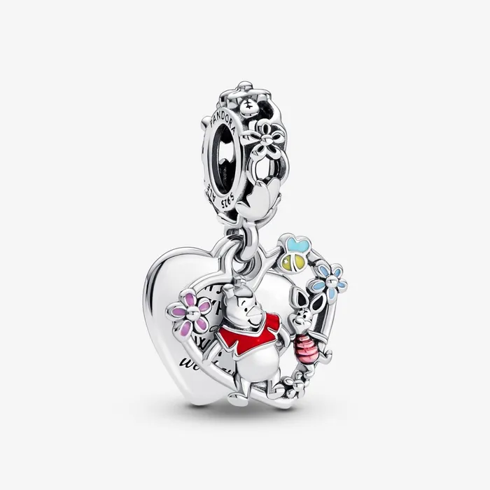Dangle Charms Women Pandora Disney Winnie The Pooh and Piglet Double Dangle Charm