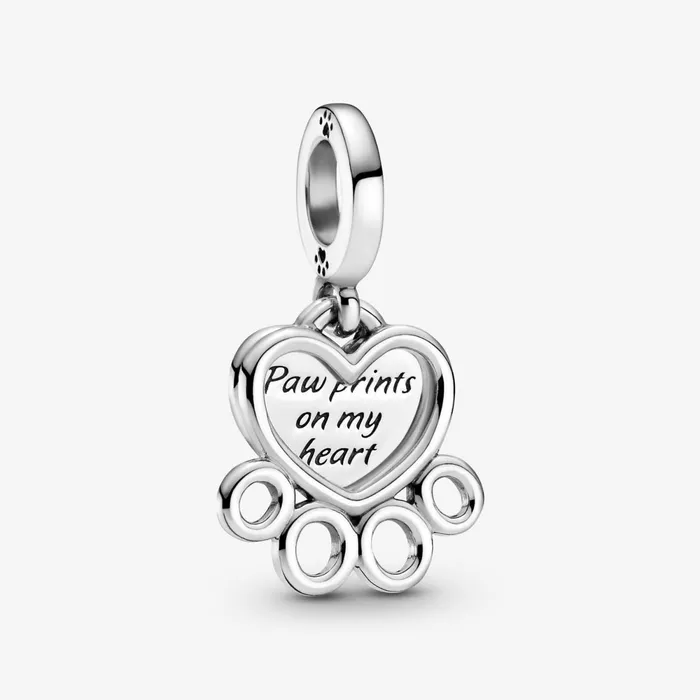 Dangle Charms Women Pandora Hearts and Paw Print Dangle Charm