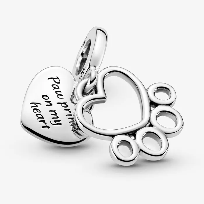 Dangle Charms Women Pandora Hearts and Paw Print Dangle Charm