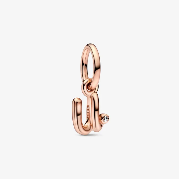 Dangle Charms Women Pandora Letter U Script Alphabet Dangle Charm