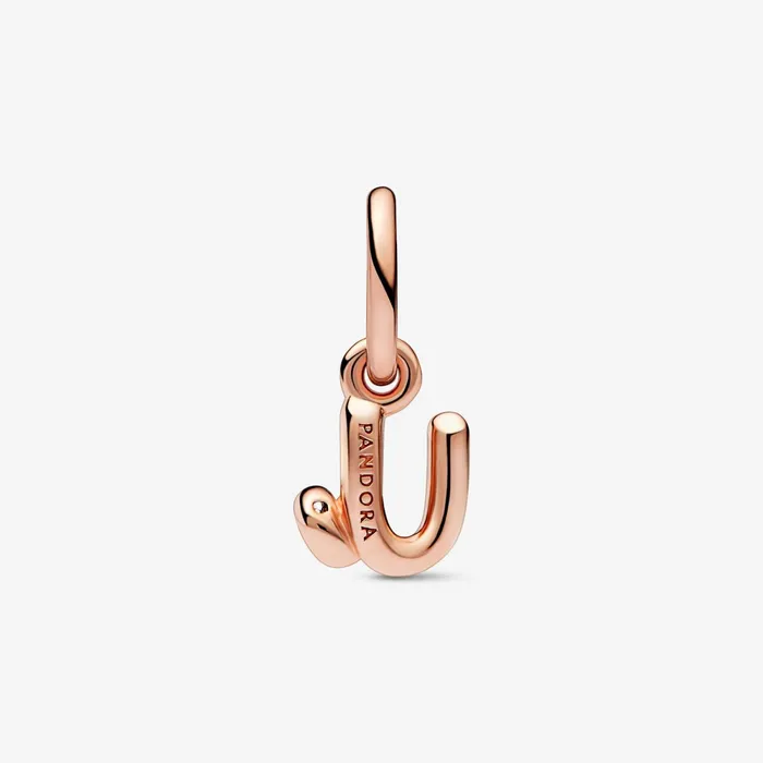 Dangle Charms Women Pandora Letter U Script Alphabet Dangle Charm