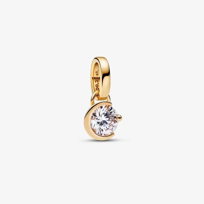 Dangle Charms Women Pandora Online Talisman 14k Gold Labgrown Diamond Moon Pendant