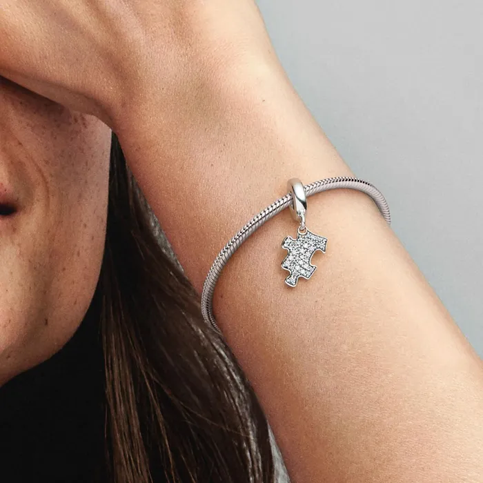 Dangle Charms Women Pandora Sparkling Puzzle Piece Dangle Charm