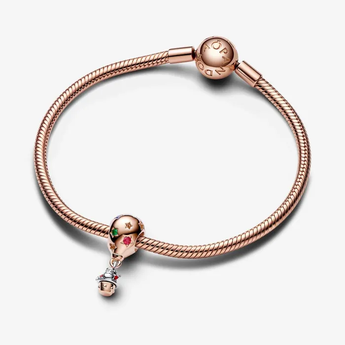 Dangle Charms Women Pandora Twotone Santa Claus In Hot Air Balloon Charm