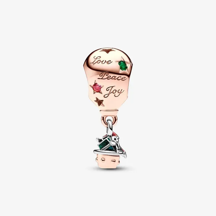 Dangle Charms Women Pandora Twotone Santa Claus In Hot Air Balloon Charm