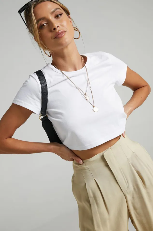 Danzel Top 8211 Boxy Fit Cap Sleeve Crop Top In White Women Showpo Basics