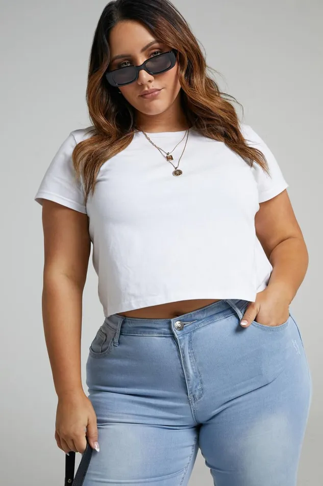 Danzel Top 8211 Boxy Fit Cap Sleeve Crop Top In White Women Showpo Basics