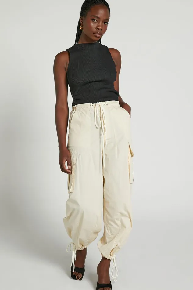 Dean Pants 8211 Drawstring Cargo Pants In Neutral Women Showpo Pants