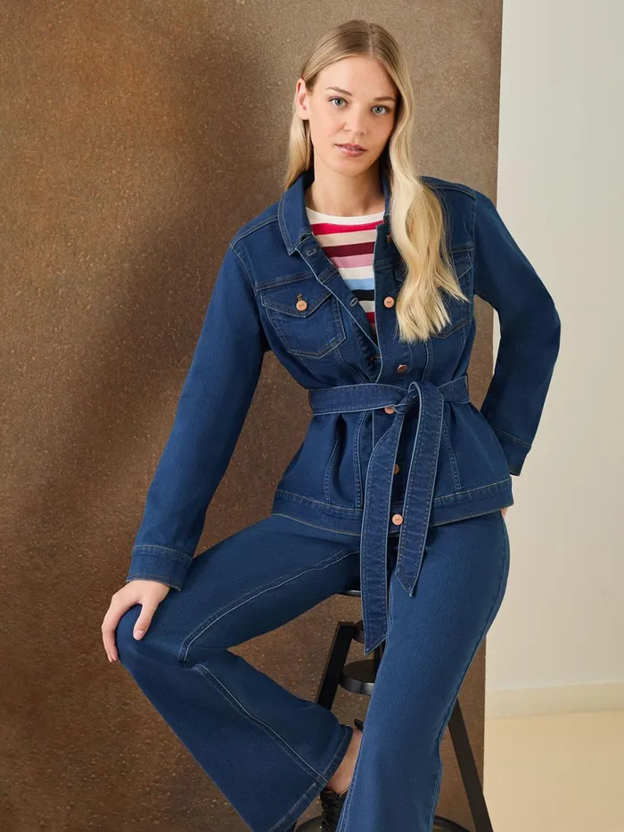 Denim Belted ButtonFront Jacket Phoenix Wash Women Jones New York Blazers