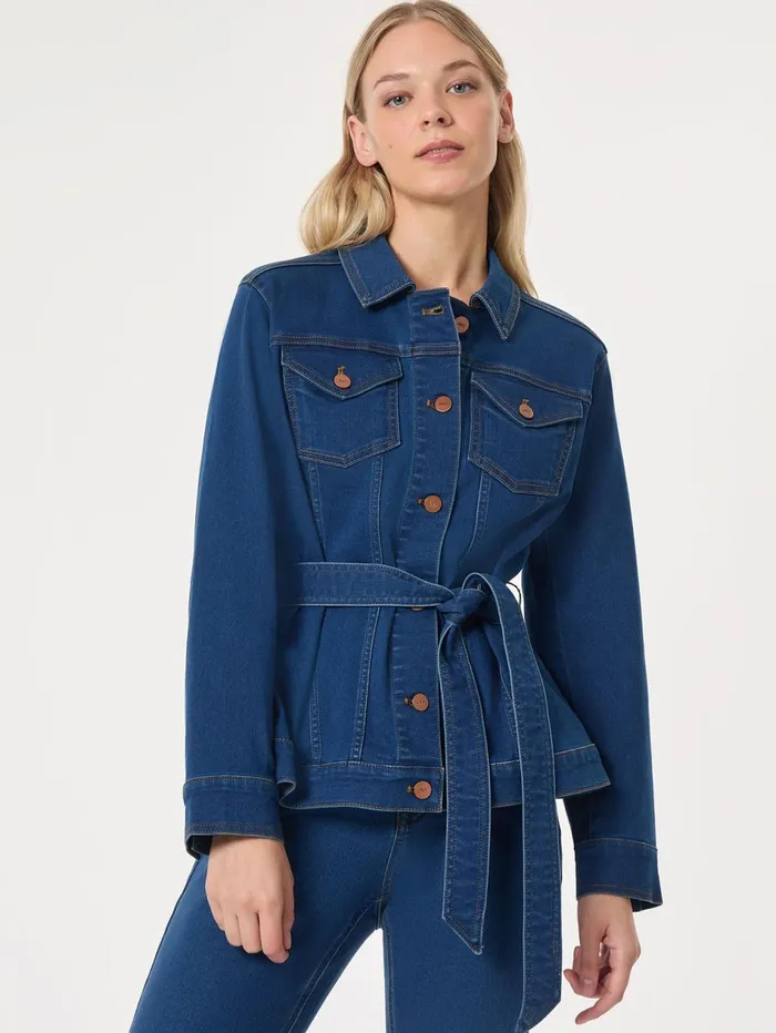 Denim Belted ButtonFront Jacket Phoenix Wash Women Jones New York Blazers Denim Belted ButtonFront Jacket Phoenix Wash Women Jones New York Blazers