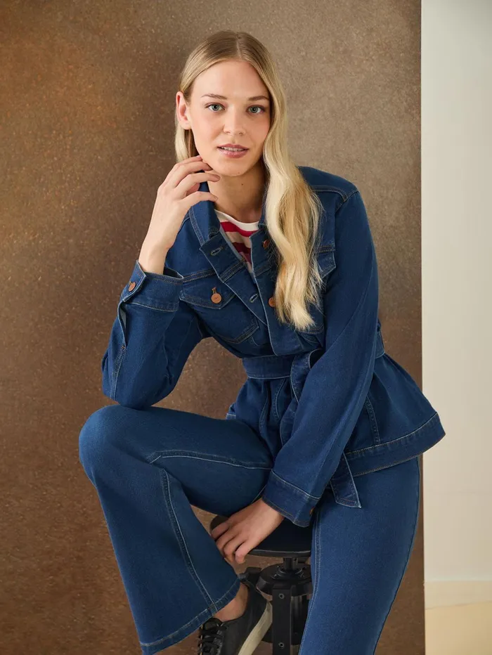 Denim Belted ButtonFront Jacket Phoenix Wash Women Jones New York Blazers Denim Belted ButtonFront Jacket Phoenix Wash Women Jones New York Blazers