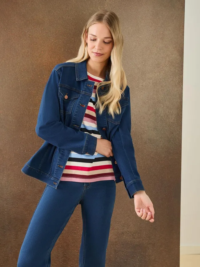 Denim Belted ButtonFront Jacket Phoenix Wash Women Jones New York Blazers Denim Belted ButtonFront Jacket Phoenix Wash Women Jones New York Blazers