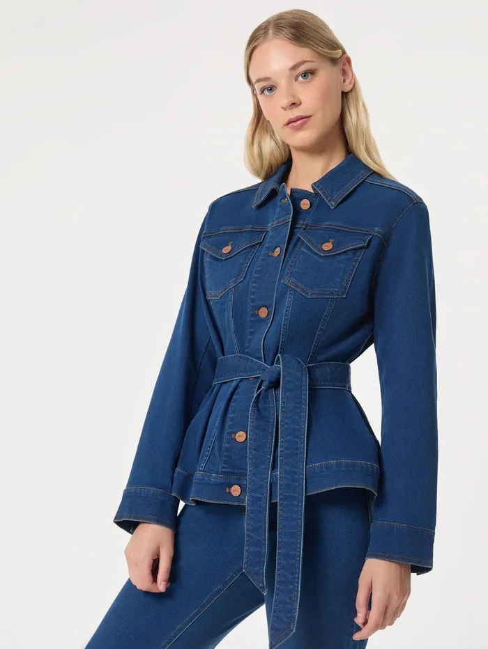 Denim Belted ButtonFront Jacket Phoenix Wash Women Jones New York Blazers Denim Belted ButtonFront Jacket Phoenix Wash Women Jones New York Blazers