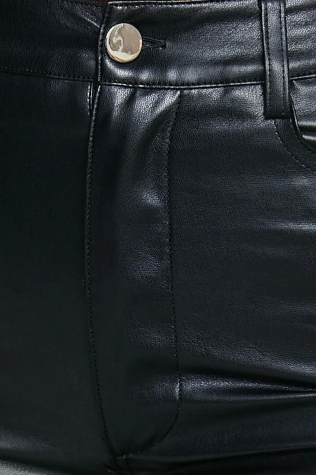Dilyene Pants 8211 Mid Waist Straight Leg Faux Leather Pants In Black Women Showpo Curve Clothes