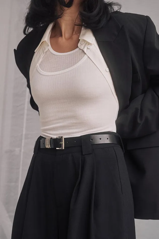DISSH Belts BRUNO BLACK AND SILVER LEATHER BELT 8211 Women