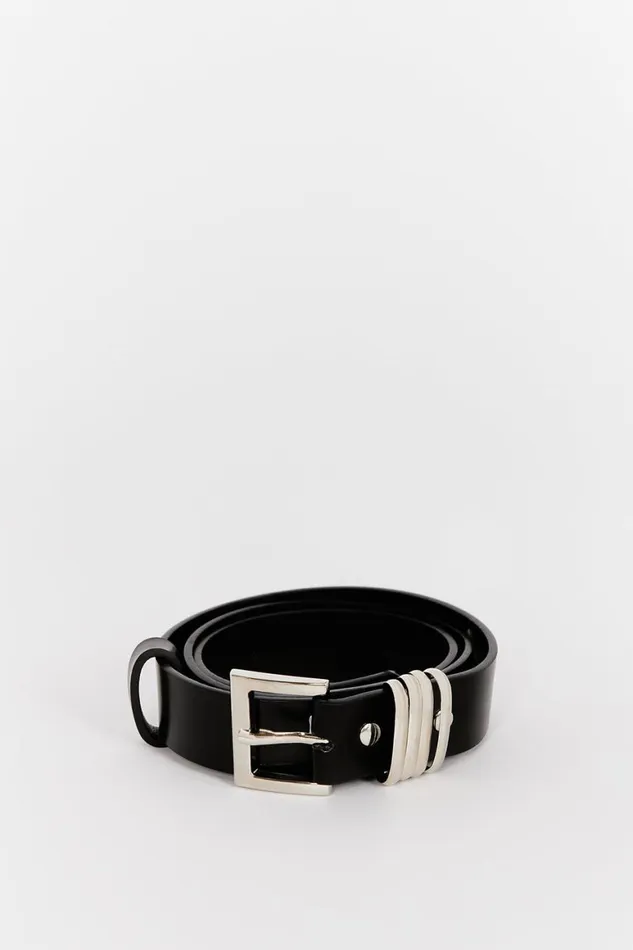 DISSH Belts BRUNO BLACK AND SILVER LEATHER BELT 8211 Women