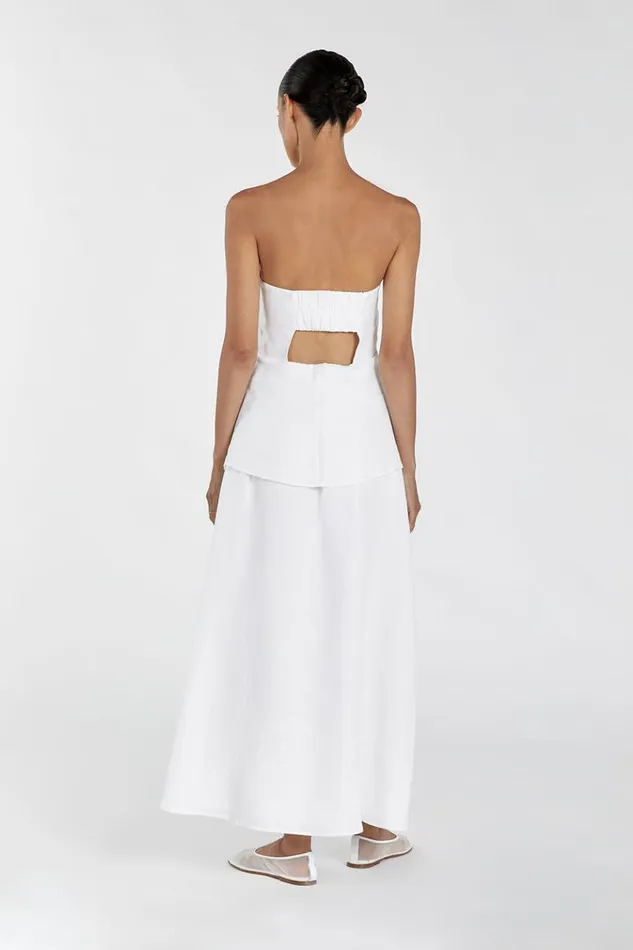 DISSH Event Dresses SASKIA WHITE LINEN STRAPLESS DRESS 8211 Women