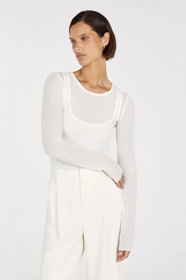 DISSH Knitted JUDE OFF WHITE SLEEVED LAYER TOP 8211 Women
