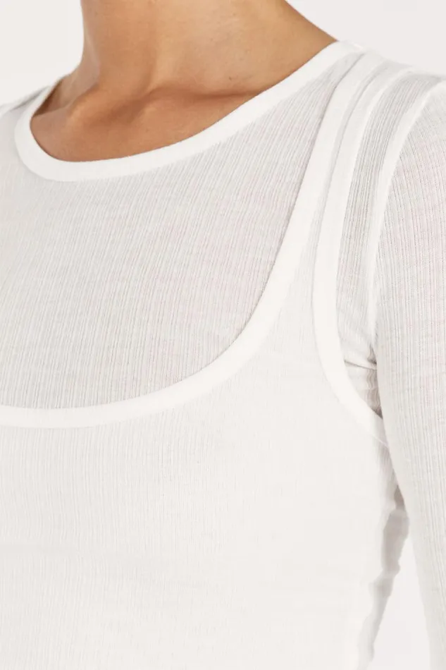DISSH Knitted JUDE OFF WHITE SLEEVED LAYER TOP 8211 Women