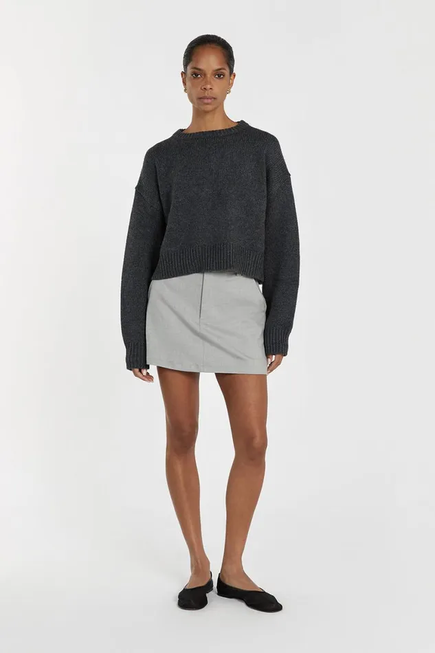 DISSH Long Sleeved OLIVER CHARCOAL MARLE KNIT JUMPER 8211 Women