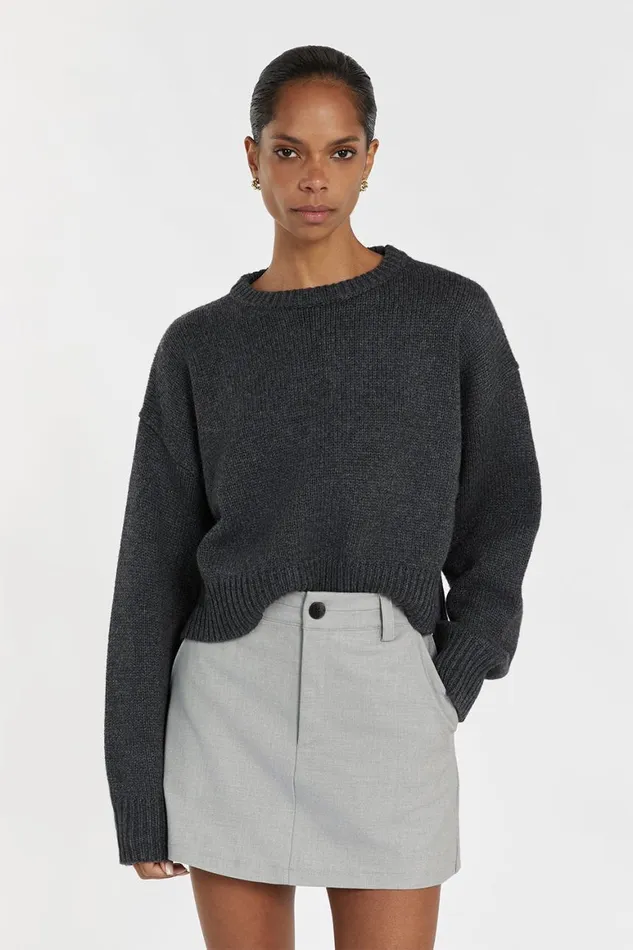 DISSH Long Sleeved OLIVER CHARCOAL MARLE KNIT JUMPER 8211 Women