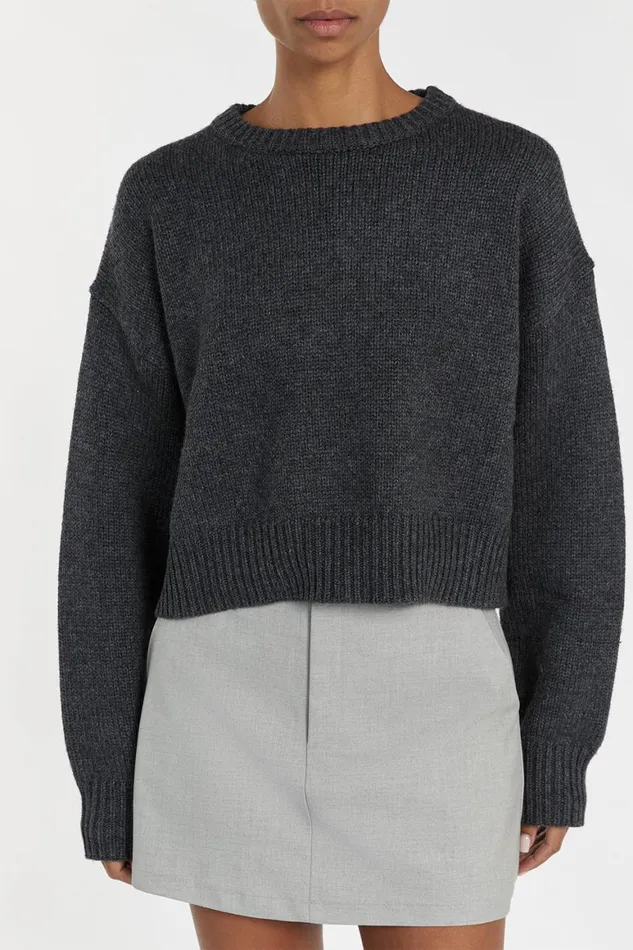 DISSH Long Sleeved OLIVER CHARCOAL MARLE KNIT JUMPER 8211 Women