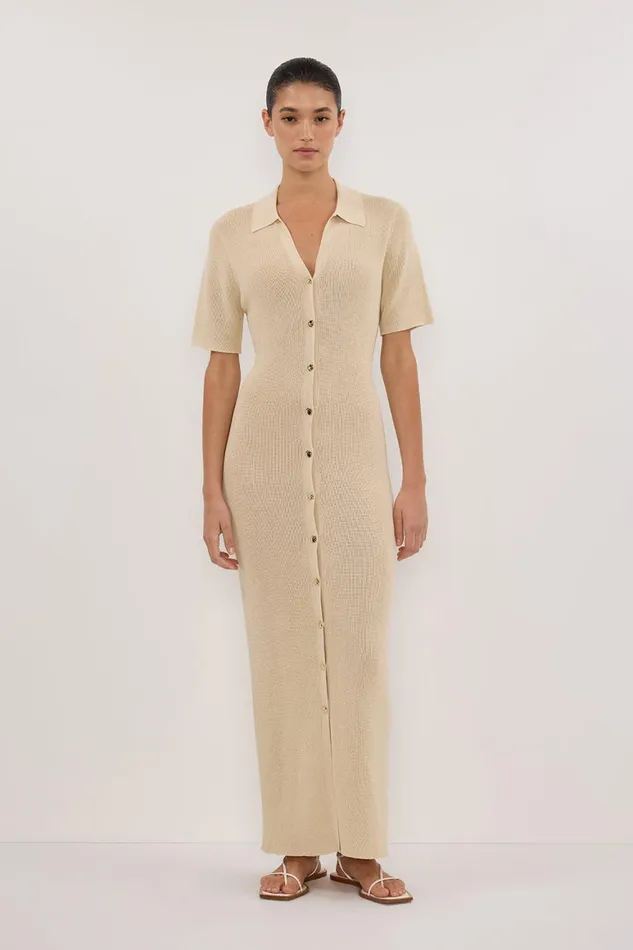 DISSH Maxi Dresses LIAM NATURAL KNIT POLO MAXI DRESS 8211 Women