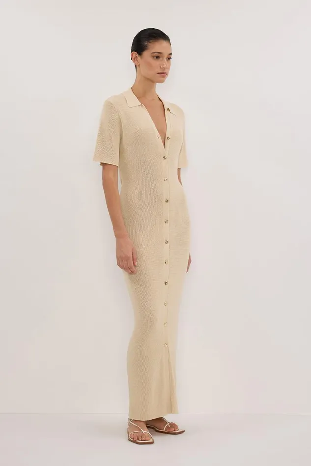 DISSH Maxi Dresses LIAM NATURAL KNIT POLO MAXI DRESS 8211 Women
