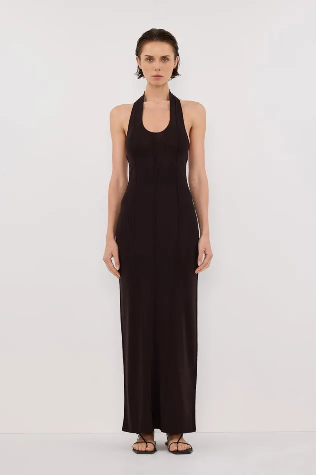 DISSH Maxi Dresses LISS BITTER CHOC HALTER MAXI DRESS 8211 Women