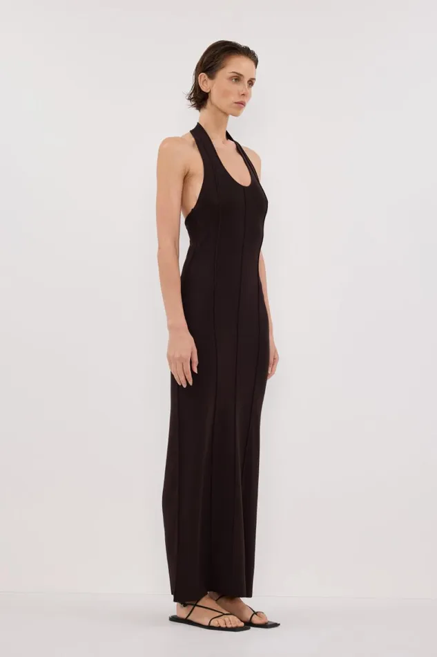 DISSH Maxi Dresses LISS BITTER CHOC HALTER MAXI DRESS 8211 Women