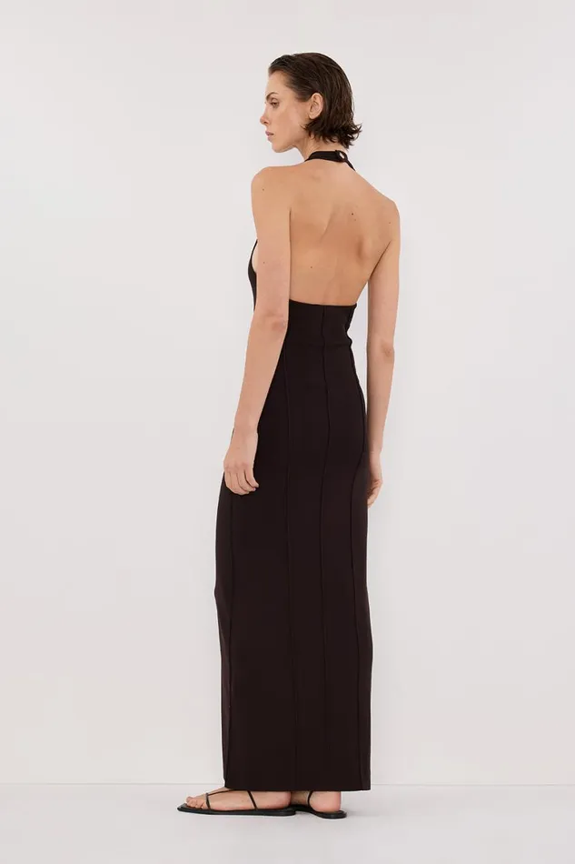 DISSH Maxi Dresses LISS BITTER CHOC HALTER MAXI DRESS 8211 Women
