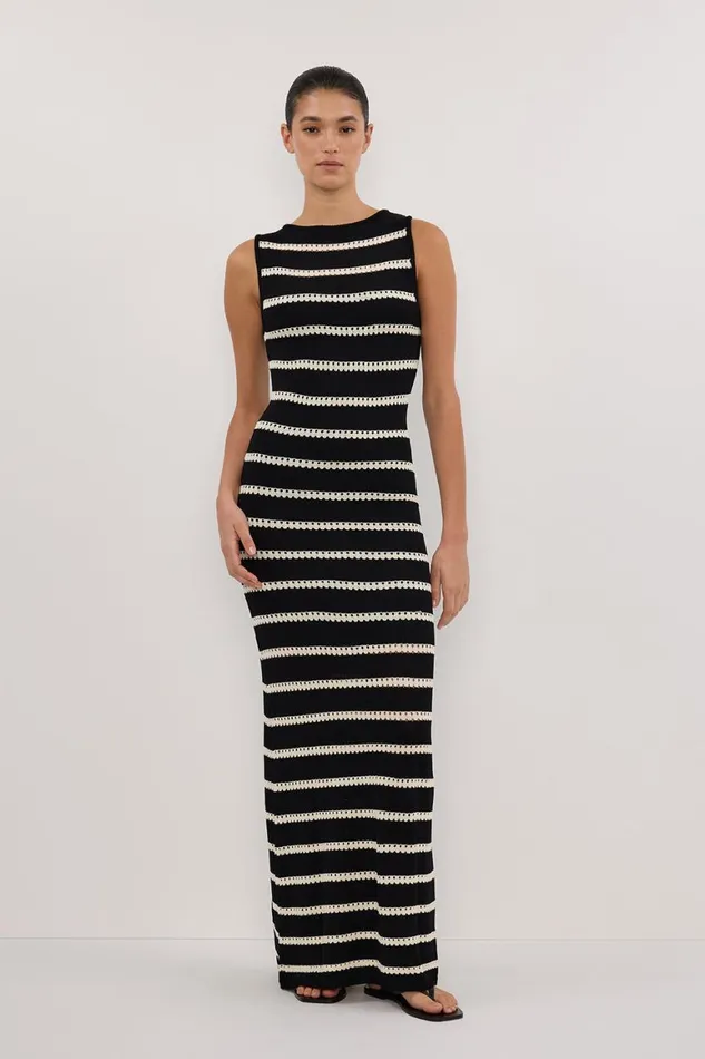 DISSH Maxi Dresses SAM STRIPE BOAT NECK MAXI DRESS 8211 Women