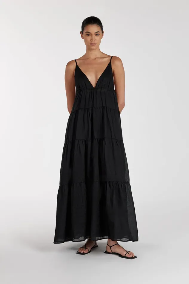 DISSH Midi Dresses LIZA BLACK RAMIE MIDI DRESS 8211 Women