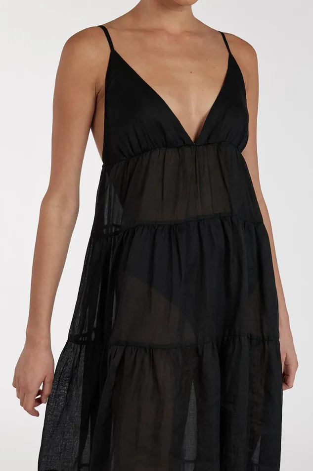 DISSH Midi Dresses LIZA BLACK RAMIE MIDI DRESS 8211 Women