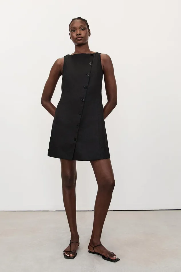 DISSH Mini Dresses TOMMY BLACK LINEN MINI DRESS 8211 Women